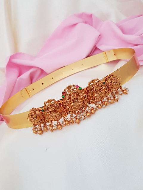 

GRIIHAM Gold-Plated Stone-Studded & Beaded Kamarbandh