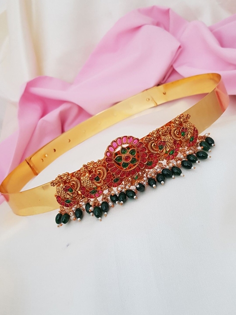 

GRIIHAM Women Gold-Plated & White Stone-Studded Kamarbandh