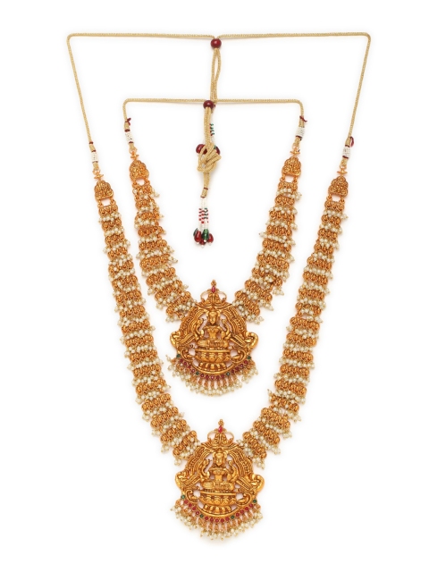 

GRIIHAM Set of 2 Gold-Plated Beige Beaded Jewellery with Earrings