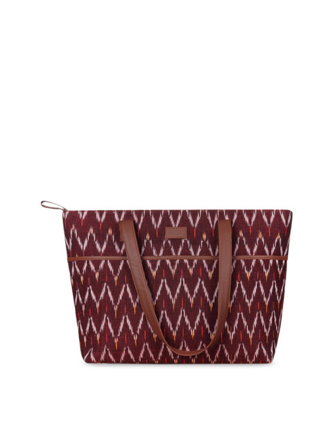 

ZOUK Brown Geometric Swagger Tote Bag