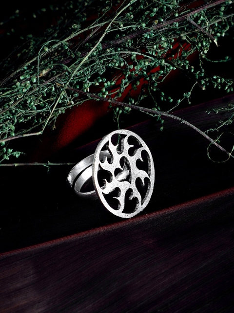 

ZeroKaata Silver-Plated Oxidised Adjustable Finger Ring