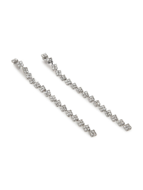 

FOREVER 21 Silver-Toned Stone-Studded Contemporary Drop Earrings