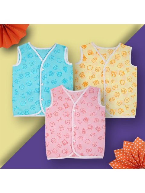 

Baby Moo Kids Pack Of 3 Printed Pure Cotton Jhabla, Pink