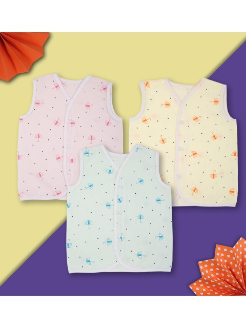 

Baby Moo Infant Kids Pack Of 3 Pink & Green Printed Pure Cotton Jhablas