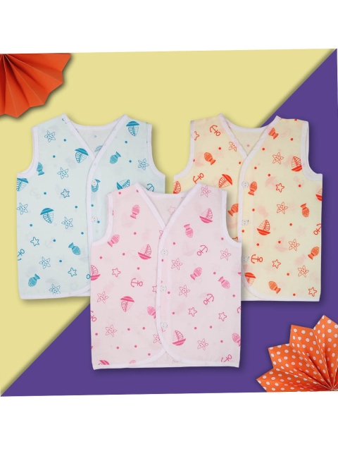 

Baby Moo Infant Kids Pack Of 3 Multi-Coloured Printed Pure Cotton Jhabla