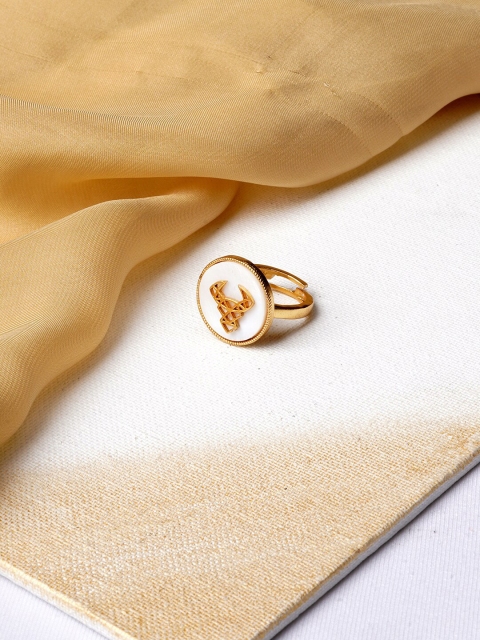 

JOKER & WITCH 18K Gold-Plated White Stone-Studded Taurus Finger Ring