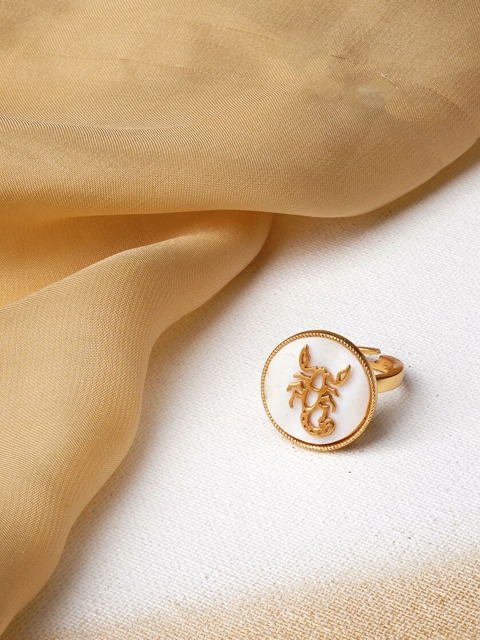 

JOKER & WITCH 18K Gold-Plated & White Studded Scorpio Zodiac Adjustable Finger Ring