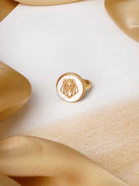 

JOKER & WITCH 18K Gold-Plated White Stone-Studded Zodiac Finger Ring