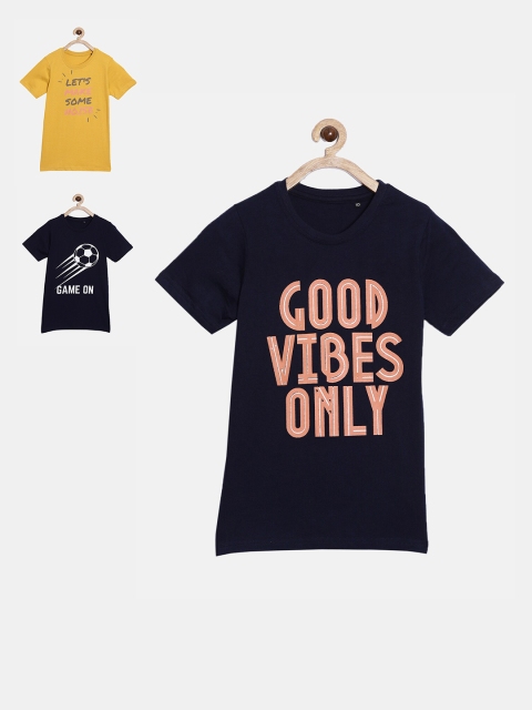 

SayItLoud Boys Pack Of 3 Black Typography Printed Pure Cotton T-shirts