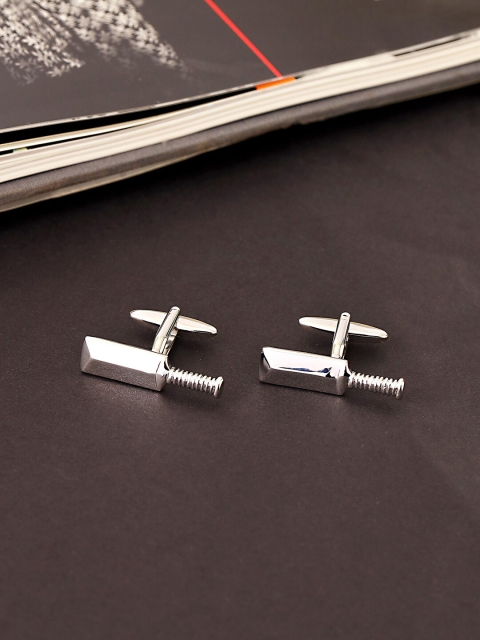 

shaze Men Silver-Toned Quirky Cufflink