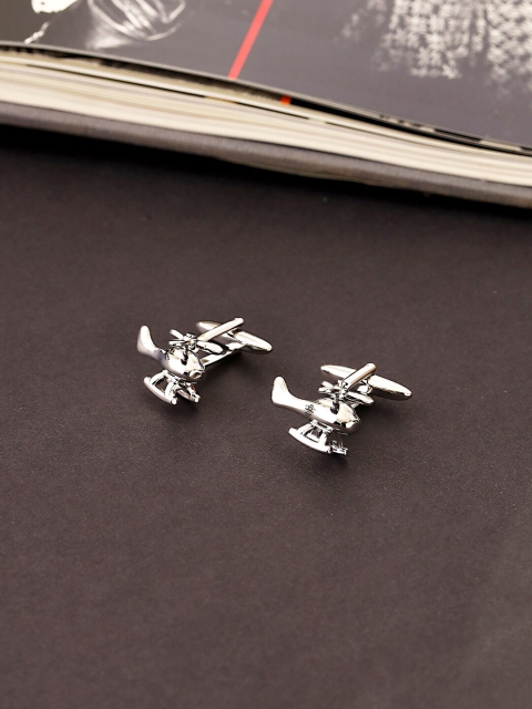 

shaze Men Silver-Toned Chopper Cufflinks