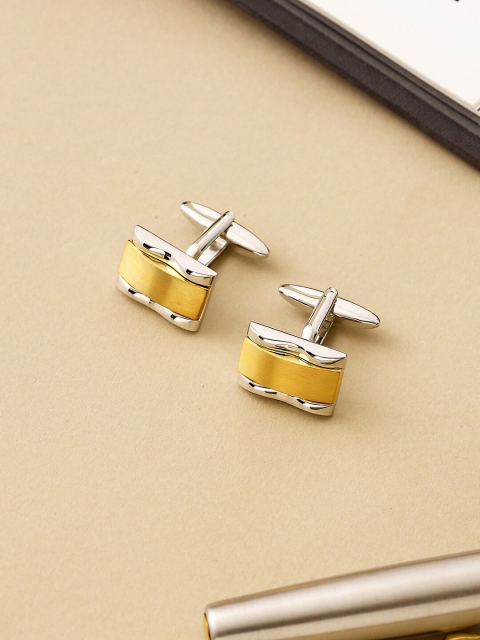 

shaze Gold-Toned Rectangular Cufflink