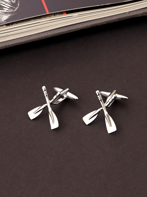 

shaze Men Silver-Toned Shovel Cufflinks