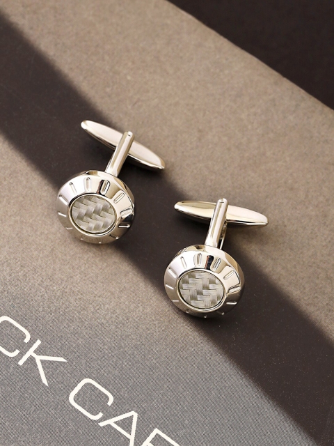 

shaze Silver-Toned Rhodium-Plated Cufflink