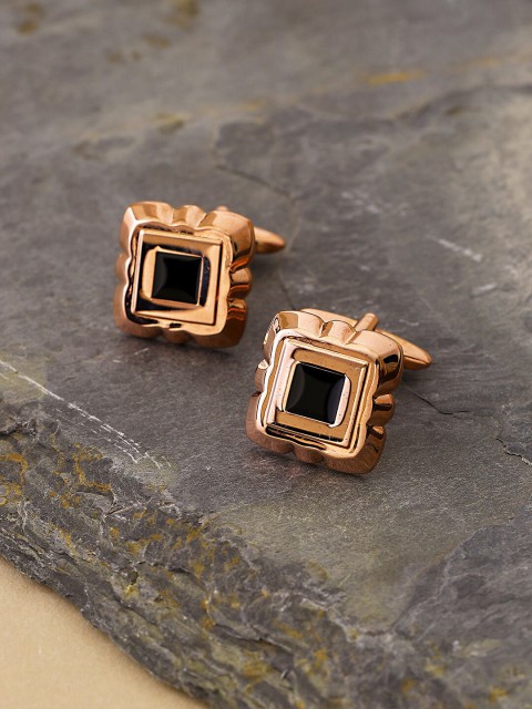 

shaze Rose Gold Metallic Square Cufflink