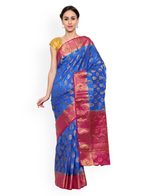 

MIMOSA Blue & Pink Kanjeevaram Art Silk Traditional Saree