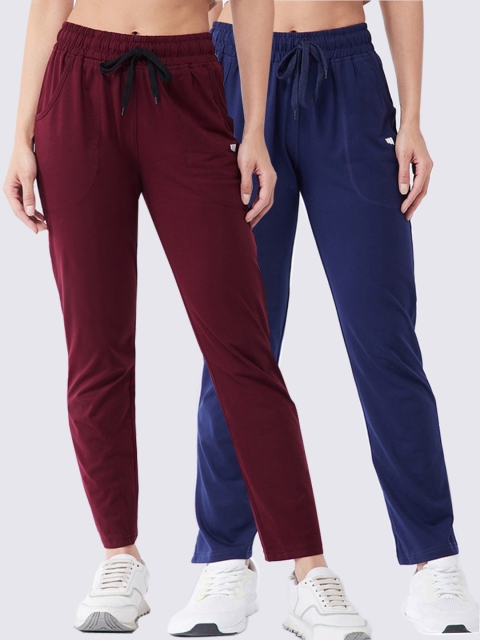 

Modeve Women Pack Of 2 Wine & Navy Blue Regular Fit Track Pants, Burgundy