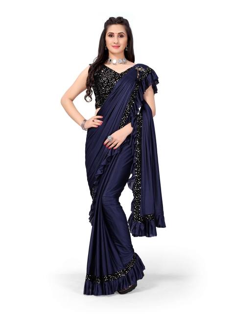 

Viva N Diva Navy Blue & Black Sequinned Ready to Wear Saree