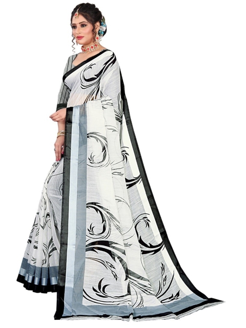 

Viva N Diva White & Black Silk Cotton Kanjeevaram Saree