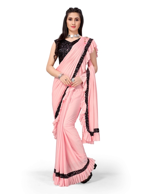 

Viva N Diva Pink & Black Sequinned Ready to Wear Saree