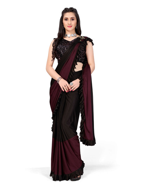 

Viva N Diva Maroon & Black Ready to Wear Saree