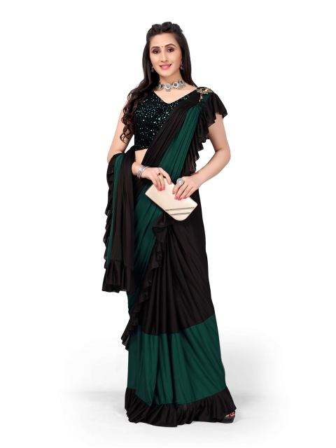 

Viva N Diva Green & Black Colourblocked Ready To Wear Saree