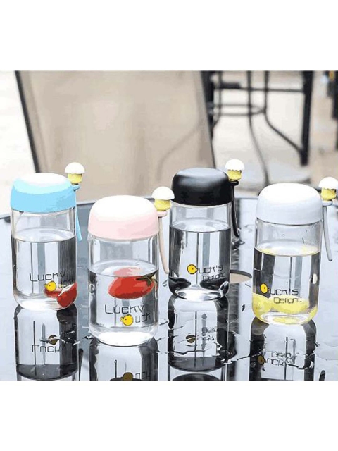 

MARKET99 Set Of 4 Solid Glass Water Bottles, Peach