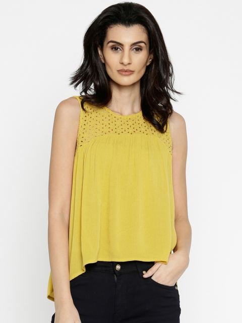 

ONLY Women Mustard Yellow Solid Top