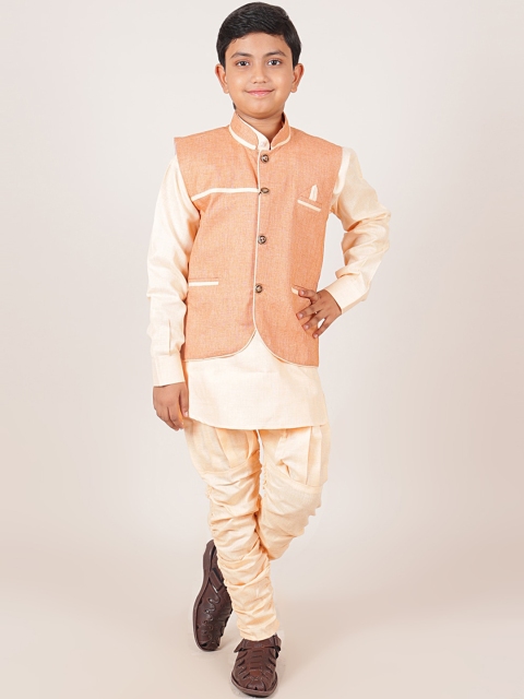 

Pothys Boys Orange Solid Woven Nehru Jacket