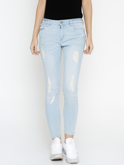 

ONLY Women Blue Skinny Fit Low Rise Mildly Distressed Stretchable Jeans
