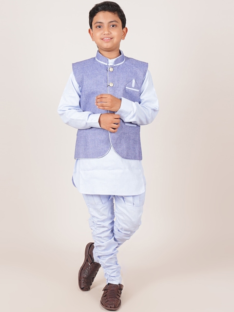 

Pothys Boys Blue Woven Nehru Jacket