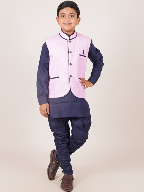 

Pothys Boys Pink Solid Woven Nehru Jacket