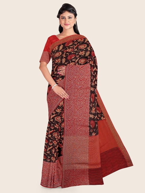 

Pothys Black & Pink Ethnic Motifs Zari Saree