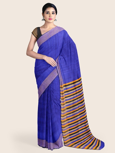 

Pothys Blue & Mustard Zari Jute Silk Saree