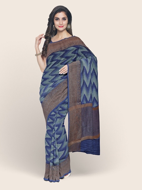 

Pothys Blue & Grey Geometric Printed Saree
