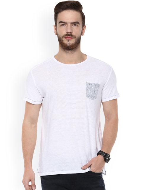 

Mufti Men White Striped Slim Fit T-shirt