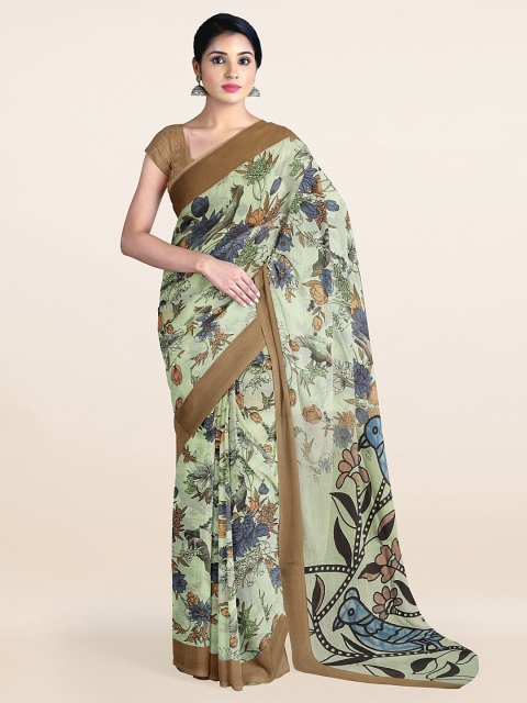 

Pothys Green & Blue Floral Printed Cotton Saree
