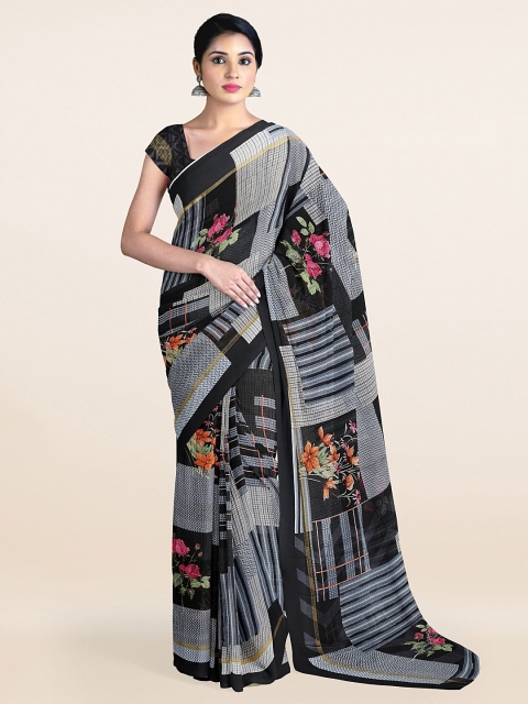 

Pothys Black & Grey Floral Saree