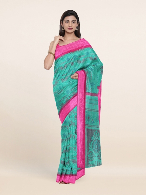 

Pothys Green & Pink Geometric Printed Cotton Saree