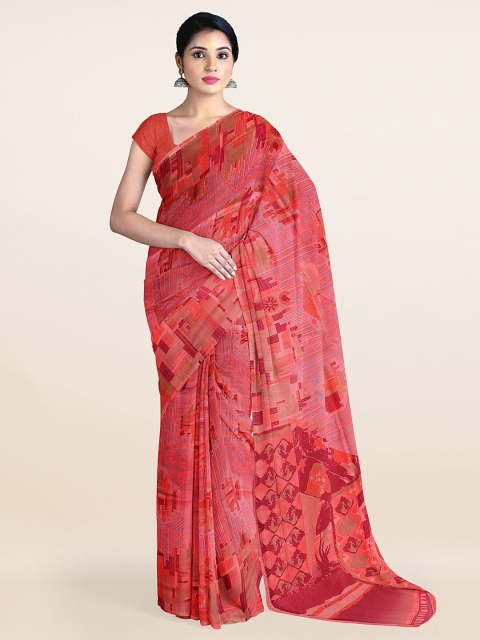 

Pothys Pink & Red Abstract Printed Saree