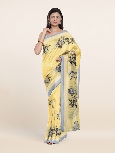 

Pothys Yellow & Grey Warli Saree