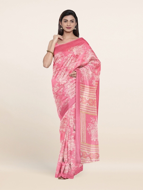 

Pothys Pink & White Floral Printed Cotton Saree