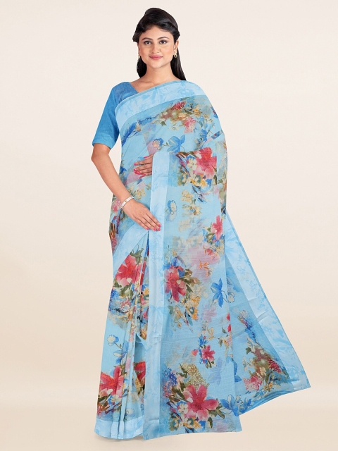 

Pothys Blue & Red Floral Printed Saree
