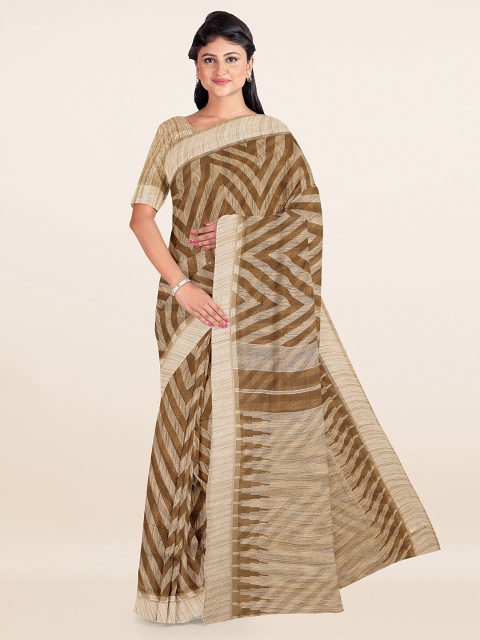 

Pothys Cream & Green Geometric Printed Cotton Saree