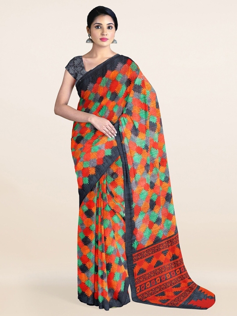 

Pothys Red & Black Geometric Printed Saree