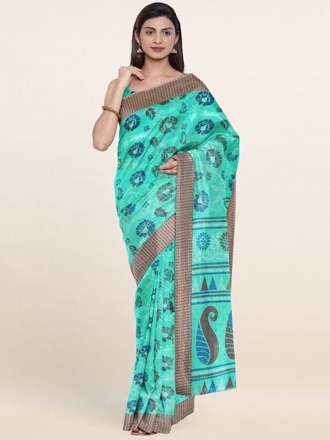 

Pothys Green & Blue Abstract Printed Saree