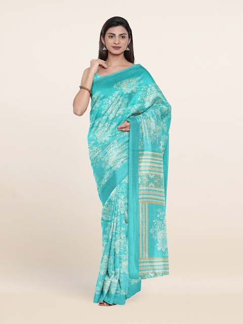 

Pothys Blue & White Floral Cotton Blend Saree