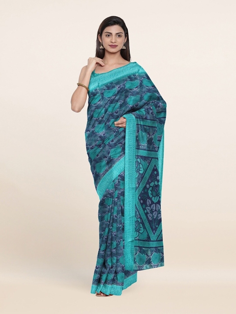 

Pothys Blue & Grey Abstract Printed Cotton Saree