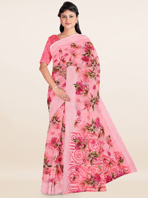 

Pothys Pink & Red Floral Printed Saree
