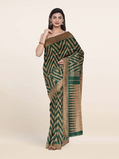 

Pothys Green & Beige Cotton Blend Saree